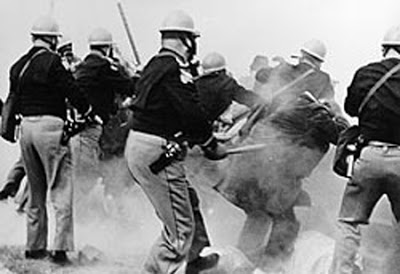 Alabama State Troopers attack civil-rights demonstrators outside Selma, Alabama, on Bloody Sunday March 7, 1965. 