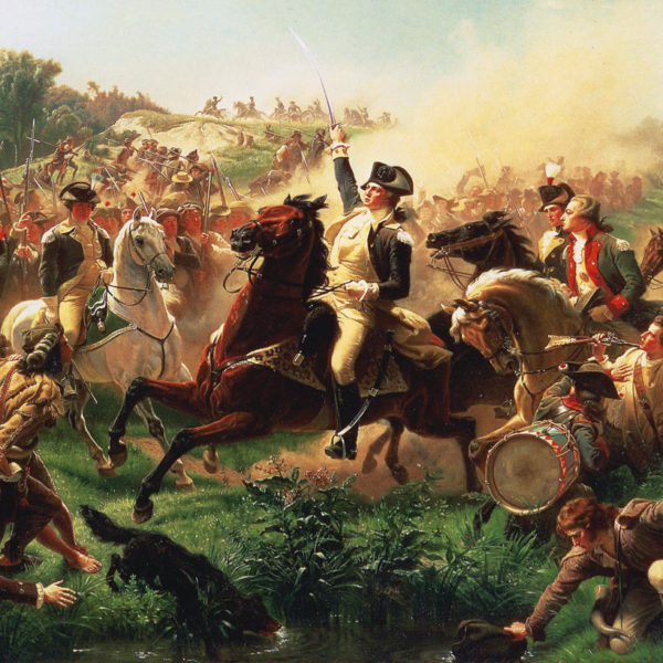 Washington Rallying the Troops at Monmouth; depicts George Washington at the 1778 Battle of Monmouth. Painting by Emanuel Leutze. Source: Wikipedia