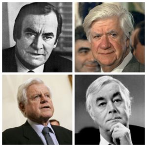 The Four Horsemen, from top left: New York Governor Hugh Carey, Speaker of the House Tip O’Neill, Senators Ted Kennedy and Patrick Moynihan.