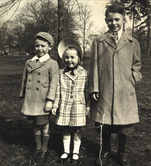 Pete Hamill (right), his brother Tommy, and sister Kathleen on Easter Sunday in Prospect Park, Brooklyn.
