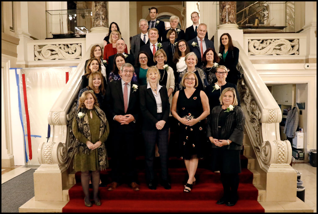2022 Healthcare 50 honorees at the New York Yacht Club with keynote speaker Michael Dowling, Irish America Co-Founder Patricia Harty, and Consulate General Helena Nolan.