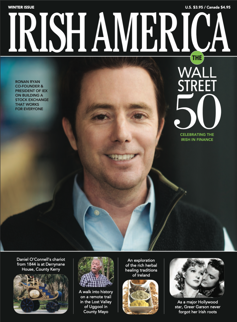 Winter 2022 Irish America issue featuring the Wall Street 50/Ronan Ryan