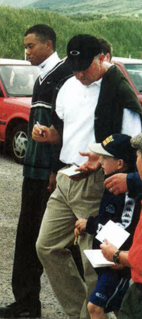 Woods and O'Meara signing autographs at Waterville golf links, Co. Kerry. Photo courtesy Jay Connelly