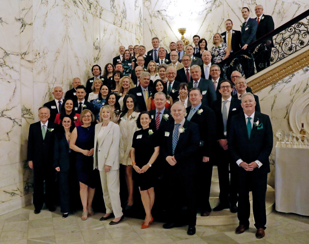 A group photo of Irish America's 2023 Business honorees with Consulate General Helena Nolan and Irish America Co-Founder and Editor-in-Chief Patricia Harty at the Metropolitan Club in New York City, April 14, 2023. Photo: Peter Foley