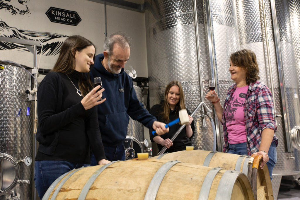 Kate and Denis Dempsey, whose Meadery in Co. Cork was inspired by a trip to America, pictured with tasters.