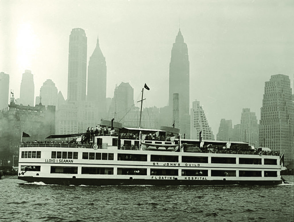 The 4th Floating Hospital, the Lloyd I. Seaman launched in 1935. Its last sail was in 1975 when it was replaced by the final barge, the Lila Acheson Wallace.