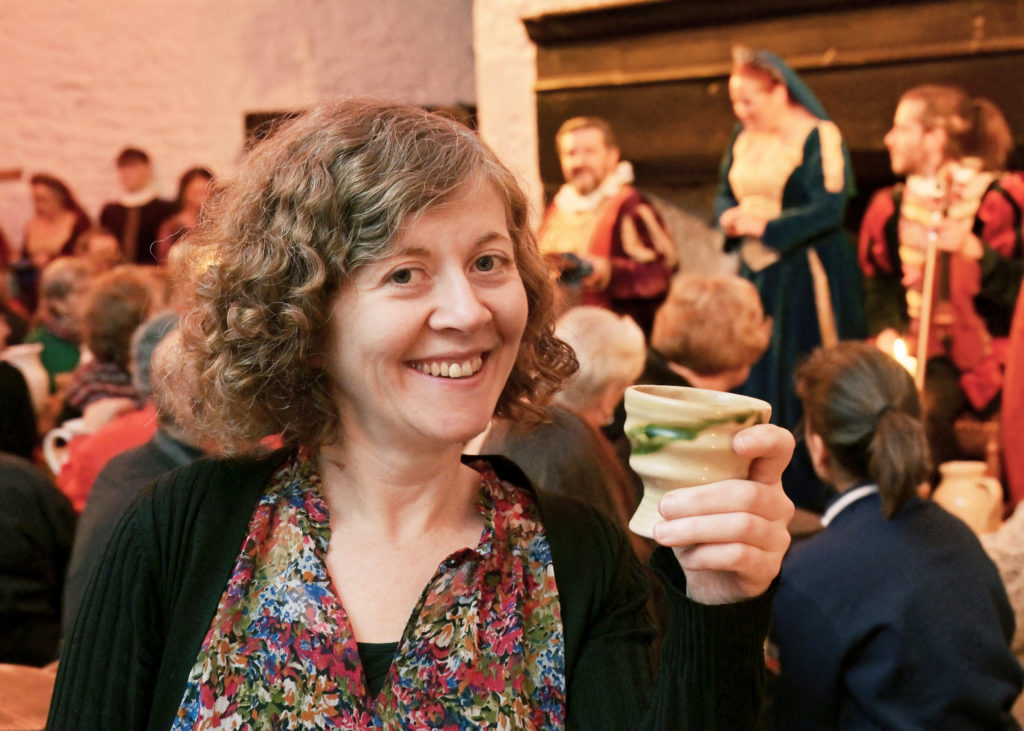 Travel writer Sharon Ní Chonchúir raises a Mead toast to the honey wine at Bunratty Castle.