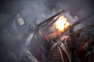 Vinegar Hill Battle reenactment. Pictured is the Redcoats battling through Enniscorthy Town. Picture: Patrick Browne