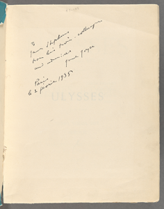 Ulysses (No. 474 of 1,000), inscribed to James Stephens in 1935. Is housed at The New York Public Library. Photo: NYPL.org