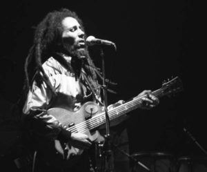 Bob Marley performing live in concert at the Hallenstadium in Zurich, Switzerland on May 30, 1980. Photo: Ueli Frey, Wikipedia