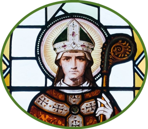 Stained glass window depicting Saint Malachy. Born: 1094. Died: 1148. Feast Day: November 3rd. Photo: Wikipedia