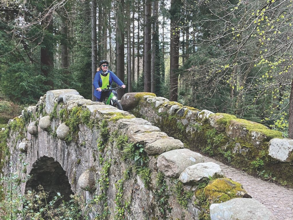 Pam Martin e-bikes through Tollymore Forest Park near Newcastle. The path follows the Ulster Way along the Shimna River and past a Game of Thrones' site.