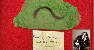 The lock of Oscar Wilde's hair that is being auctioned. Photo: Fonsie Mealy Auctioneers