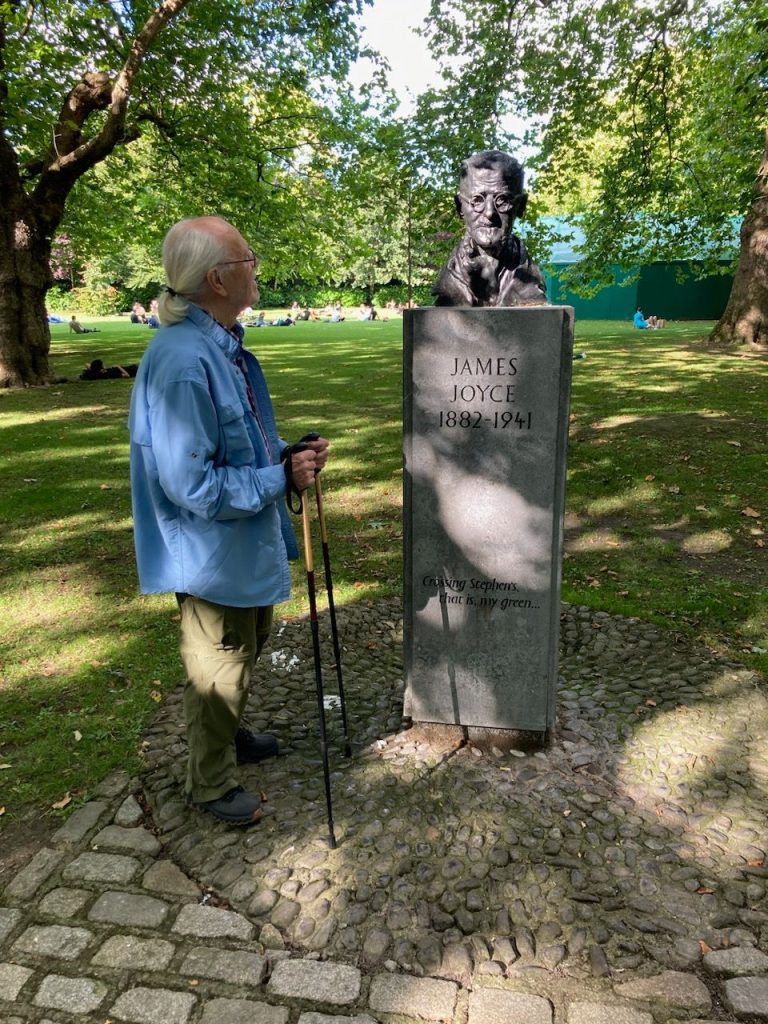 Peter with the James Joyce statue in St. Stephen’s Park.