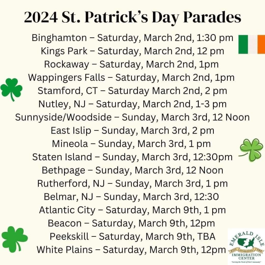 2024 New York tri-state area St. Patrick's Day Parades.