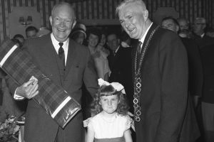 President Eisenhower with Mayor of Wexford John Cullimore and young Eithne Fitzpatrick. Photo courtesy of the Denis O'Connor Archive