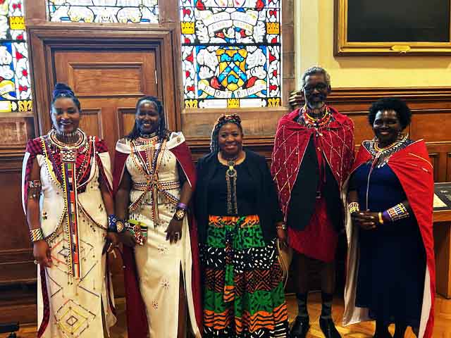 Visiting family and officials from Kenya: L to R: Helen Masiyoi Kina, Susan Lekanayia, Beverly Simpson, Tukero Olekina, Senator Margaret Kamar.