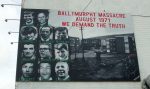A mural in Belfast, Ireland, commemorating the victims of the Ballymurphy Massacre in 1971, when 11 unarmed civilians were killed by British soldiers.