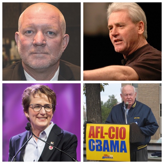 Sean McGarvey President NABTU, Terry O’Sullivan General President LiUNA, Mary Kay Henry President SEIU, and John Sweeney President Emeritus AFL-CIO.