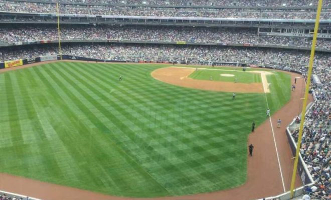 A view of the field at Yankee Stadium from the Audi Yankee Club.